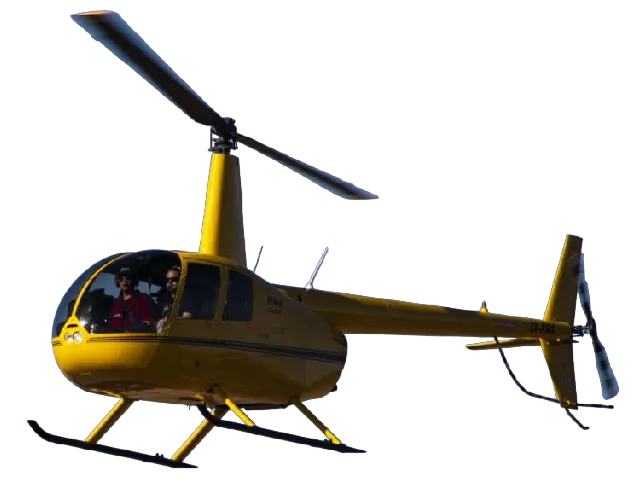 Helicóptero Robinson R44 Raven II volando sobre paisajes de Mendoza